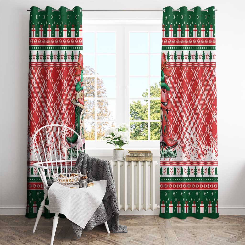Cowgirl Boots Howdy Christmas Window Curtain Western Christmas - Wonder Print Shop