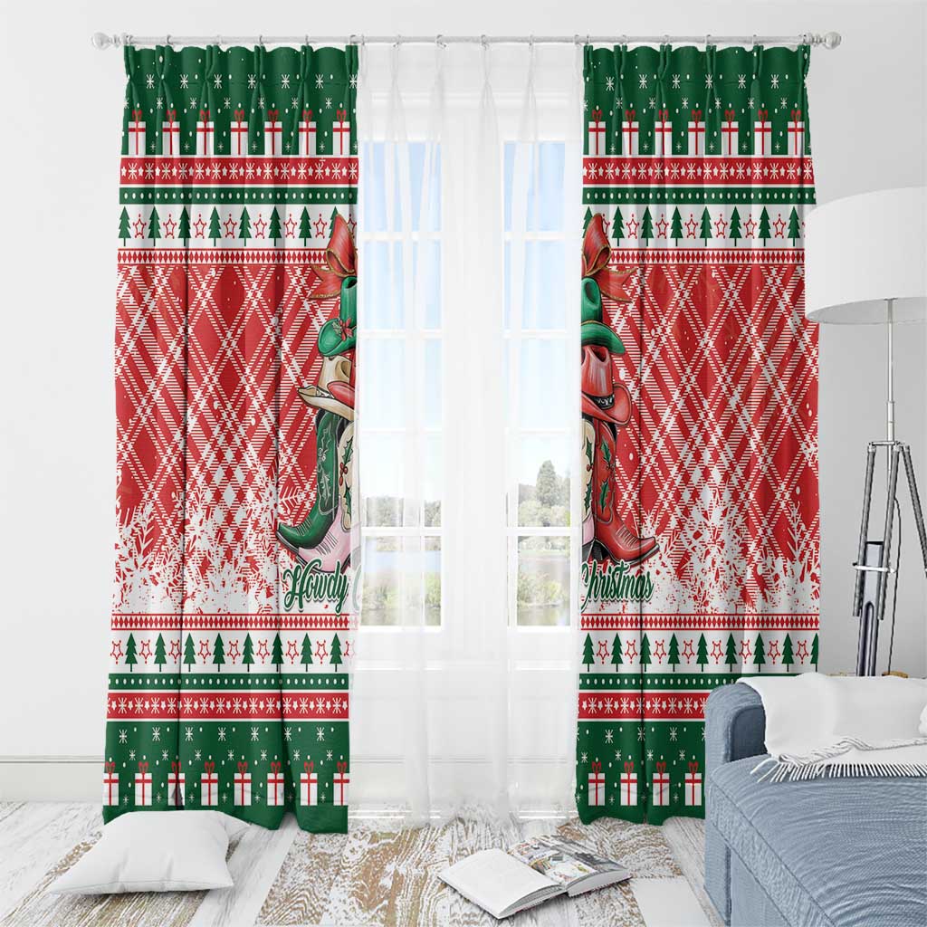Cowgirl Boots Howdy Christmas Window Curtain Western Christmas - Wonder Print Shop
