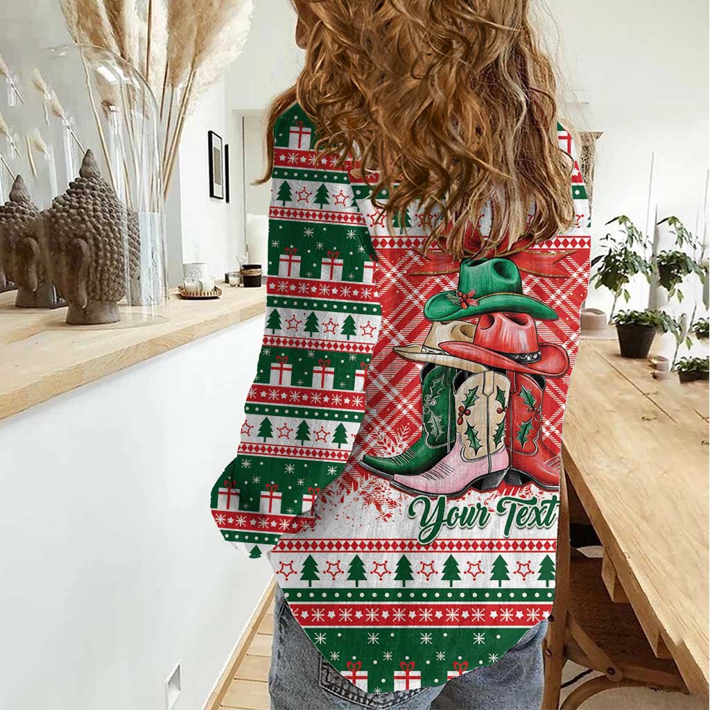 Personalized Cowgirl Boots Howdy Christmas Women Casual Shirt Western Christmas - Wonder Print Shop