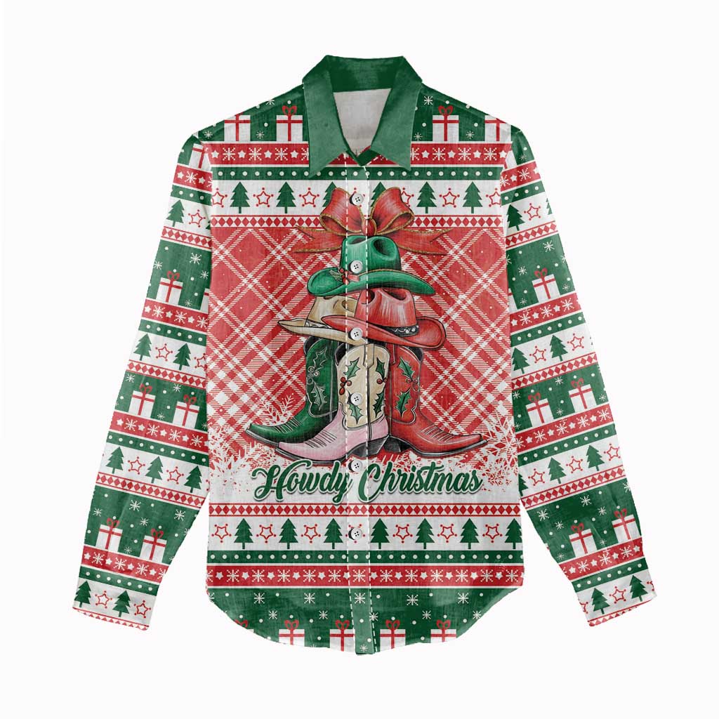 Personalized Cowgirl Boots Howdy Christmas Women Casual Shirt Western Christmas - Wonder Print Shop