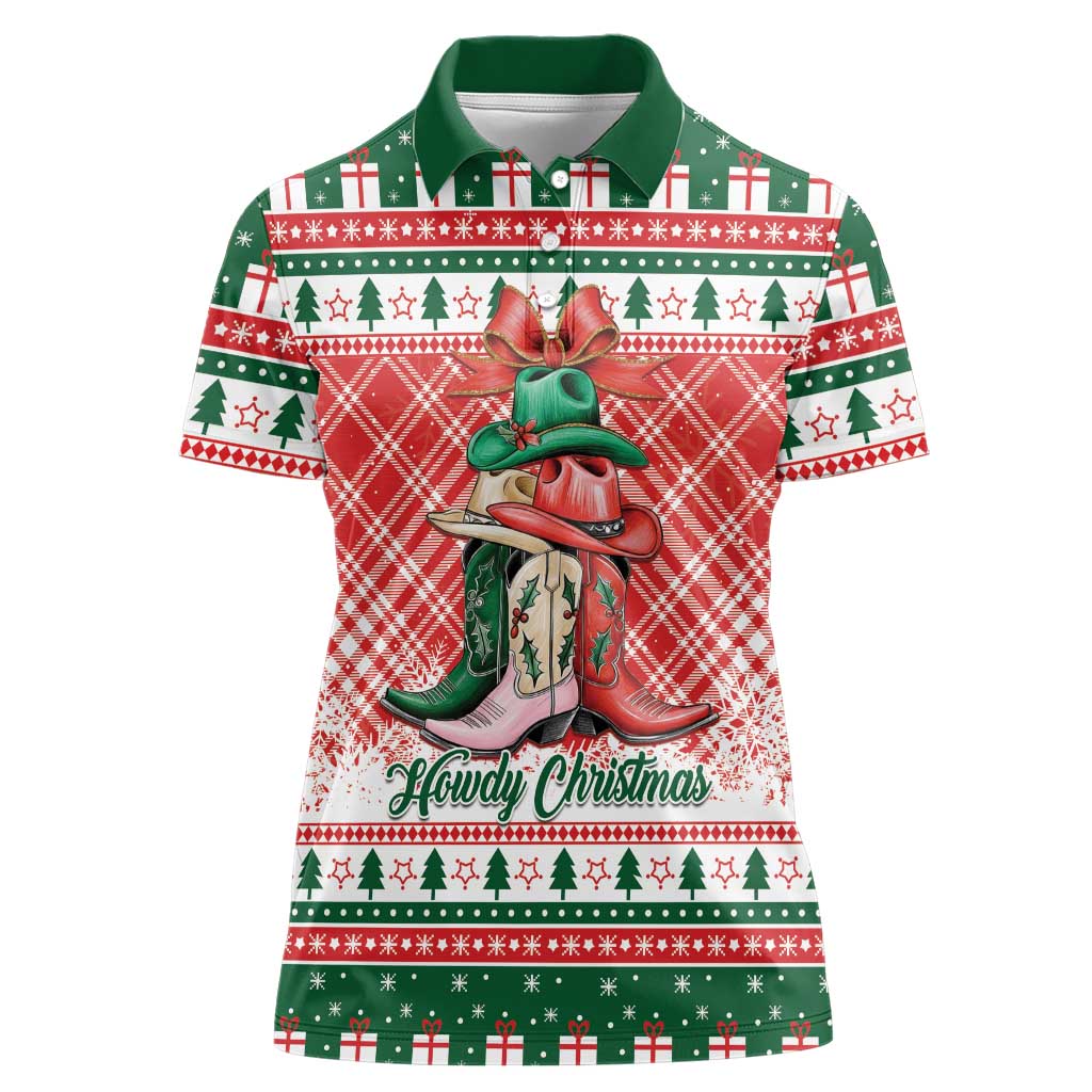 Personalized Cowgirl Boots Howdy Christmas Women Polo Shirt Western Christmas - Wonder Print Shop