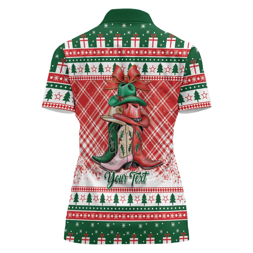 Personalized Cowgirl Boots Howdy Christmas Women Polo Shirt Western Christmas - Wonder Print Shop