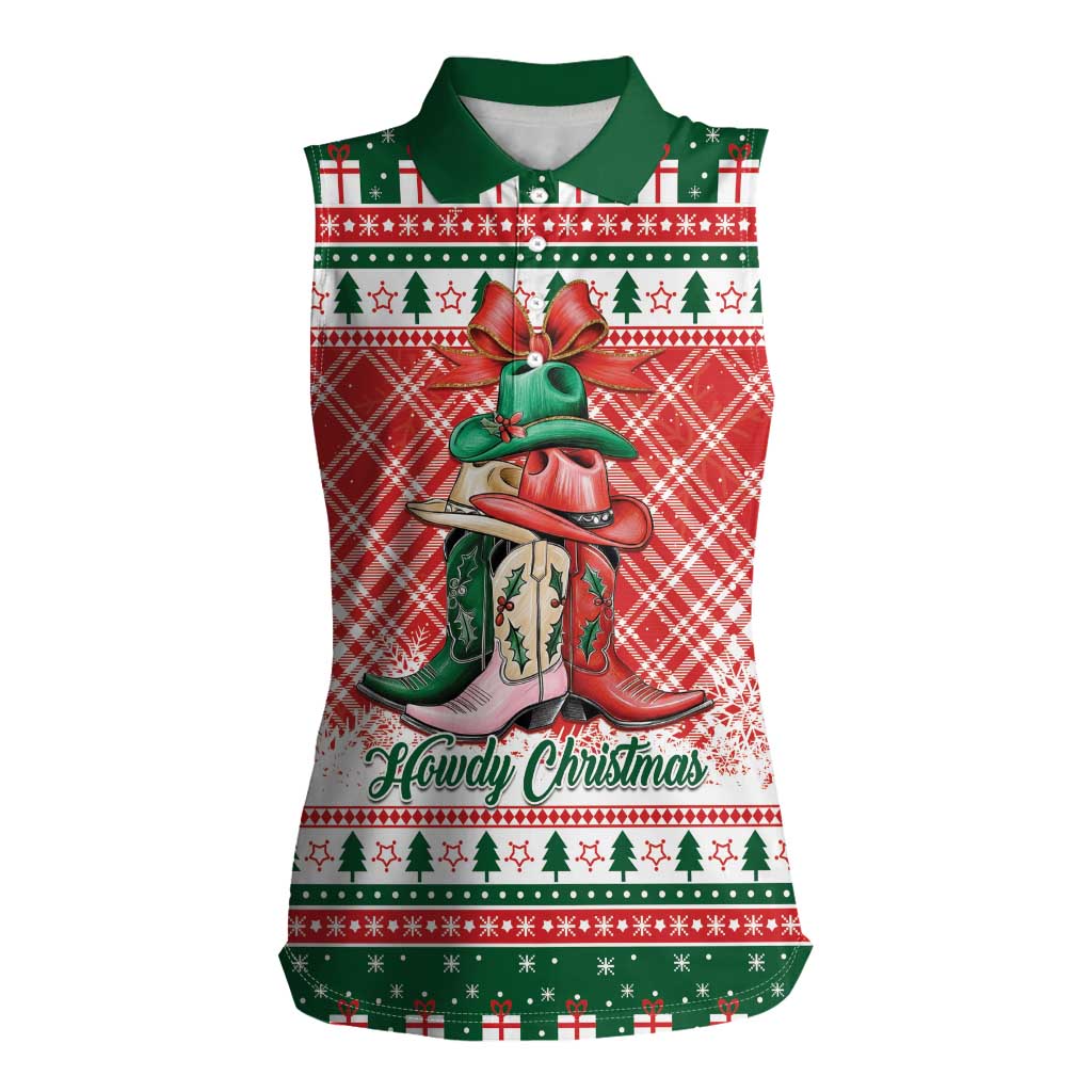 Personalized Cowgirl Boots Howdy Christmas Women Sleeveless Polo Shirt Western Christmas - Wonder Print Shop