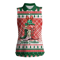Personalized Cowgirl Boots Howdy Christmas Women Sleeveless Polo Shirt Western Christmas - Wonder Print Shop