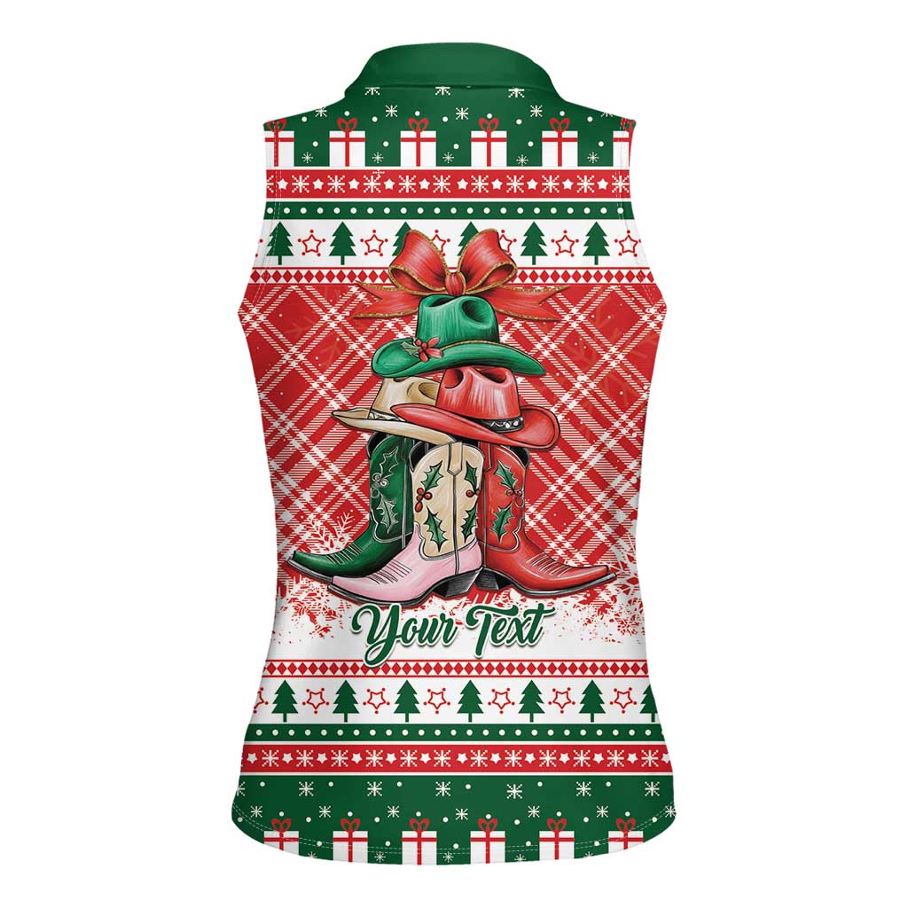 Personalized Cowgirl Boots Howdy Christmas Women Sleeveless Polo Shirt Western Christmas - Wonder Print Shop