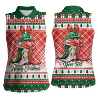 Personalized Cowgirl Boots Howdy Christmas Women Sleeveless Polo Shirt Western Christmas - Wonder Print Shop
