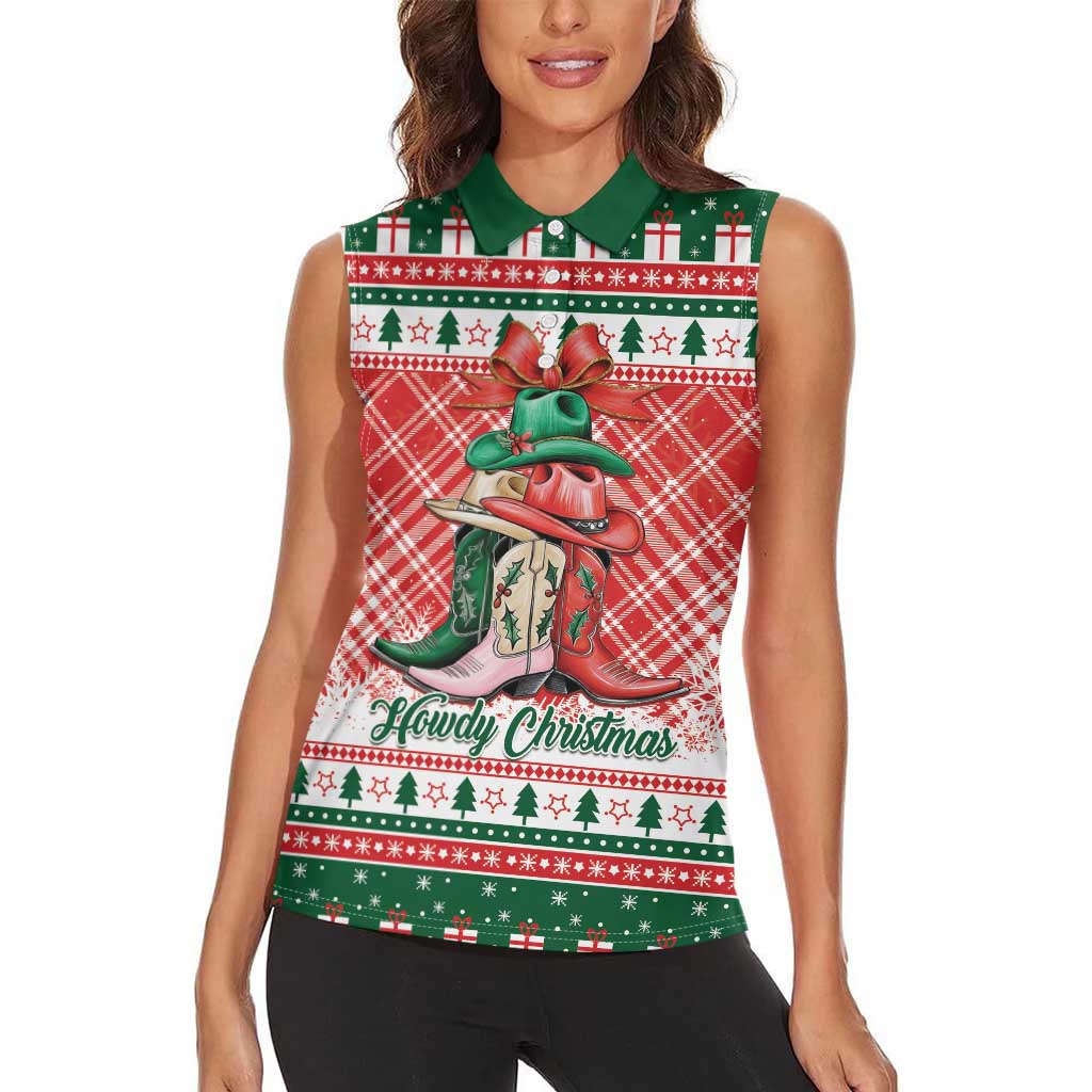 Personalized Cowgirl Boots Howdy Christmas Women Sleeveless Polo Shirt Western Christmas - Wonder Print Shop
