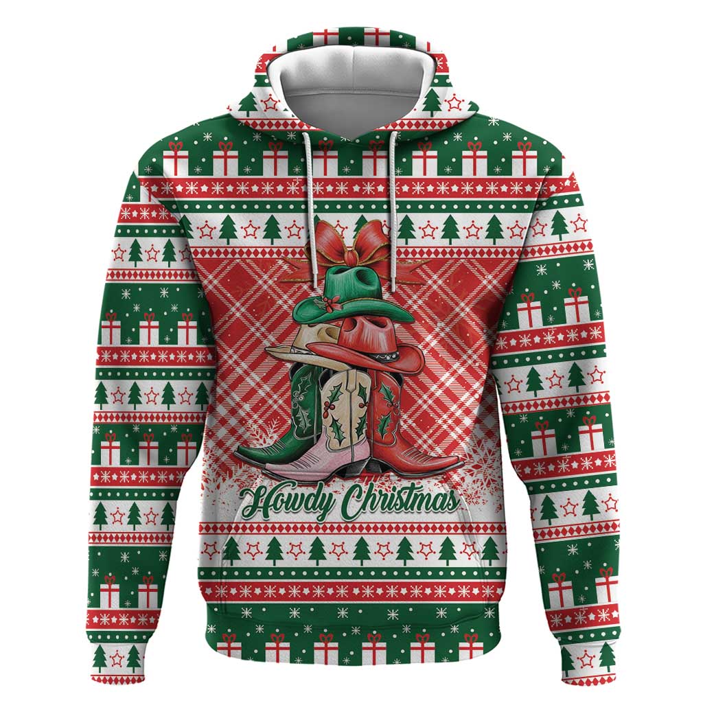 Personalized Cowgirl Boots Howdy Christmas Zip Hoodie Western Christmas - Wonder Print Shop