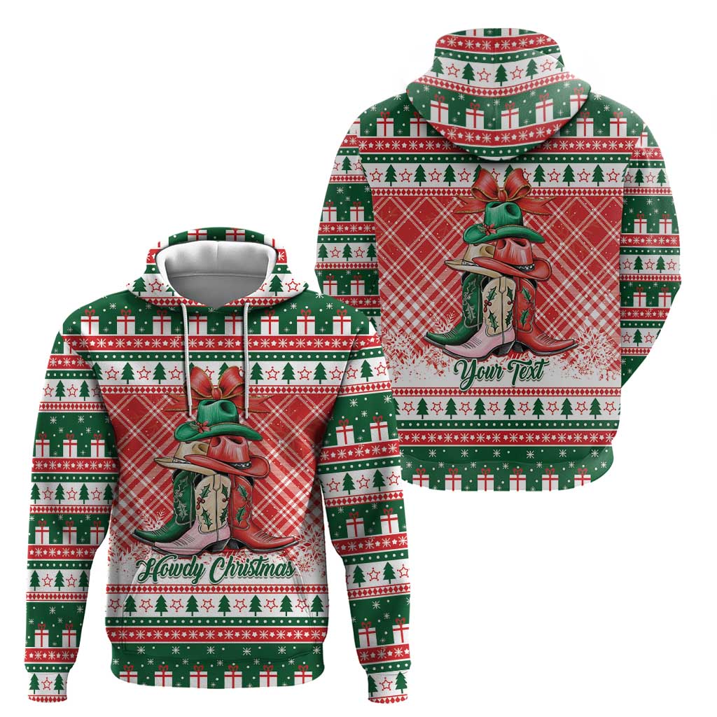 Personalized Cowgirl Boots Howdy Christmas Zip Hoodie Western Christmas - Wonder Print Shop