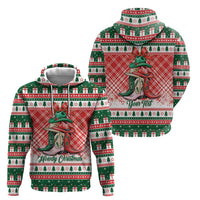 Personalized Cowgirl Boots Howdy Christmas Zip Hoodie Western Christmas - Wonder Print Shop