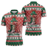 Personalized Cowgirl Boots Howdy Christmas Zipper Polo Shirt Western Christmas - Wonder Print Shop