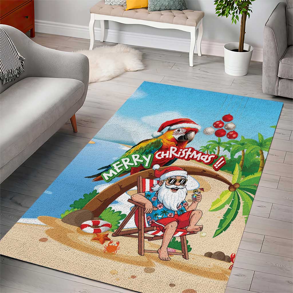 Hawaii Santa Parrot Christmas Area Rug Summer Vibe - Wonder Print Shop