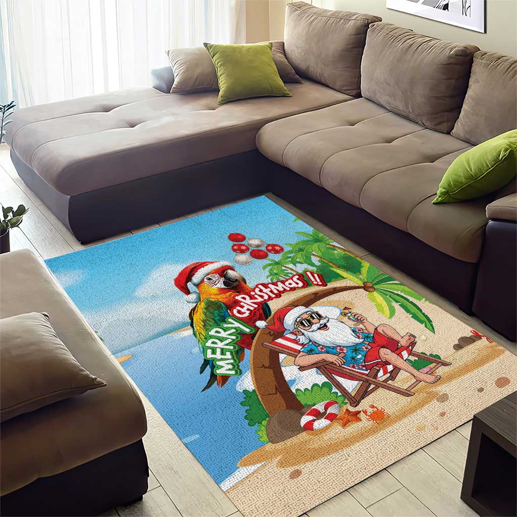 Hawaii Santa Parrot Christmas Area Rug Summer Vibe - Wonder Print Shop
