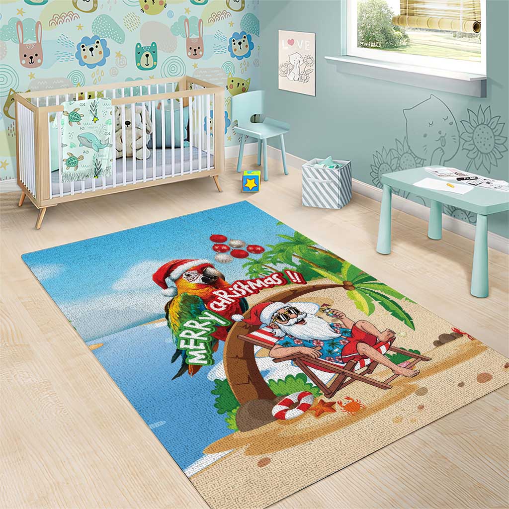 Hawaii Santa Parrot Christmas Area Rug Summer Vibe - Wonder Print Shop