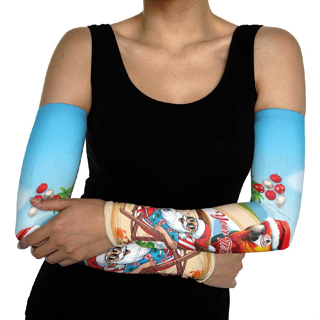 Personalized Hawaii Santa Parrot Christmas Arm Sleeves Summer Vibe - Wonder Print Shop