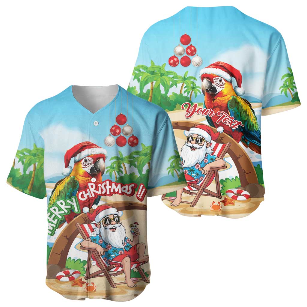 Personalized Hawaii Santa Parrot Christmas Baseball Jersey Summer Vibe - Wonder Print Shop