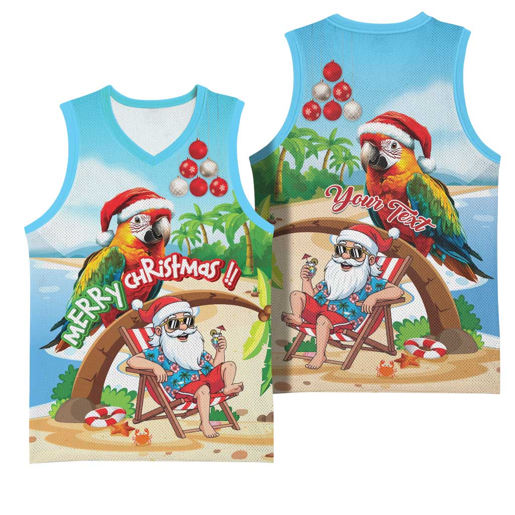 Personalized Hawaii Santa Parrot Christmas Basketball Jersey Summer Vibe - Wonder Print Shop