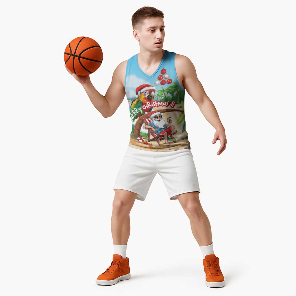 Personalized Hawaii Santa Parrot Christmas Basketball Jersey Summer Vibe - Wonder Print Shop