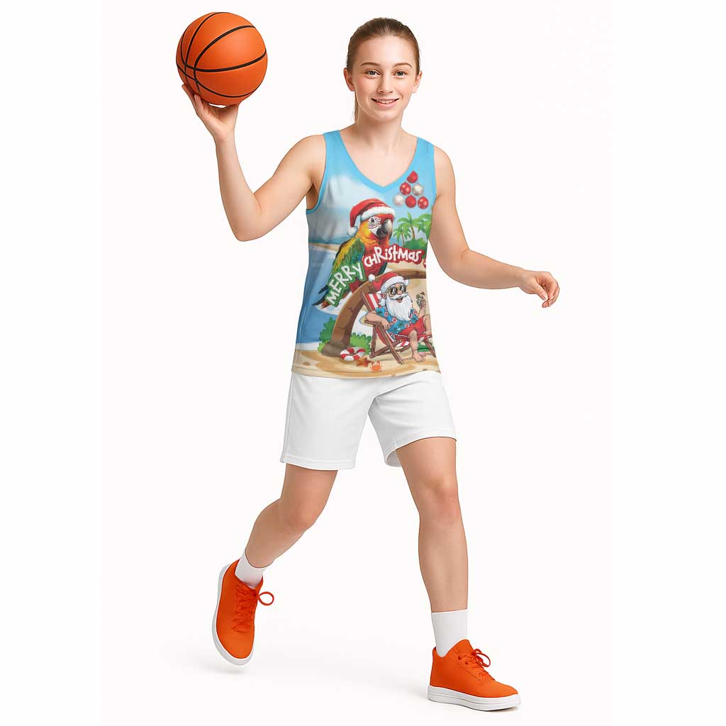 Personalized Hawaii Santa Parrot Christmas Basketball Jersey Summer Vibe - Wonder Print Shop