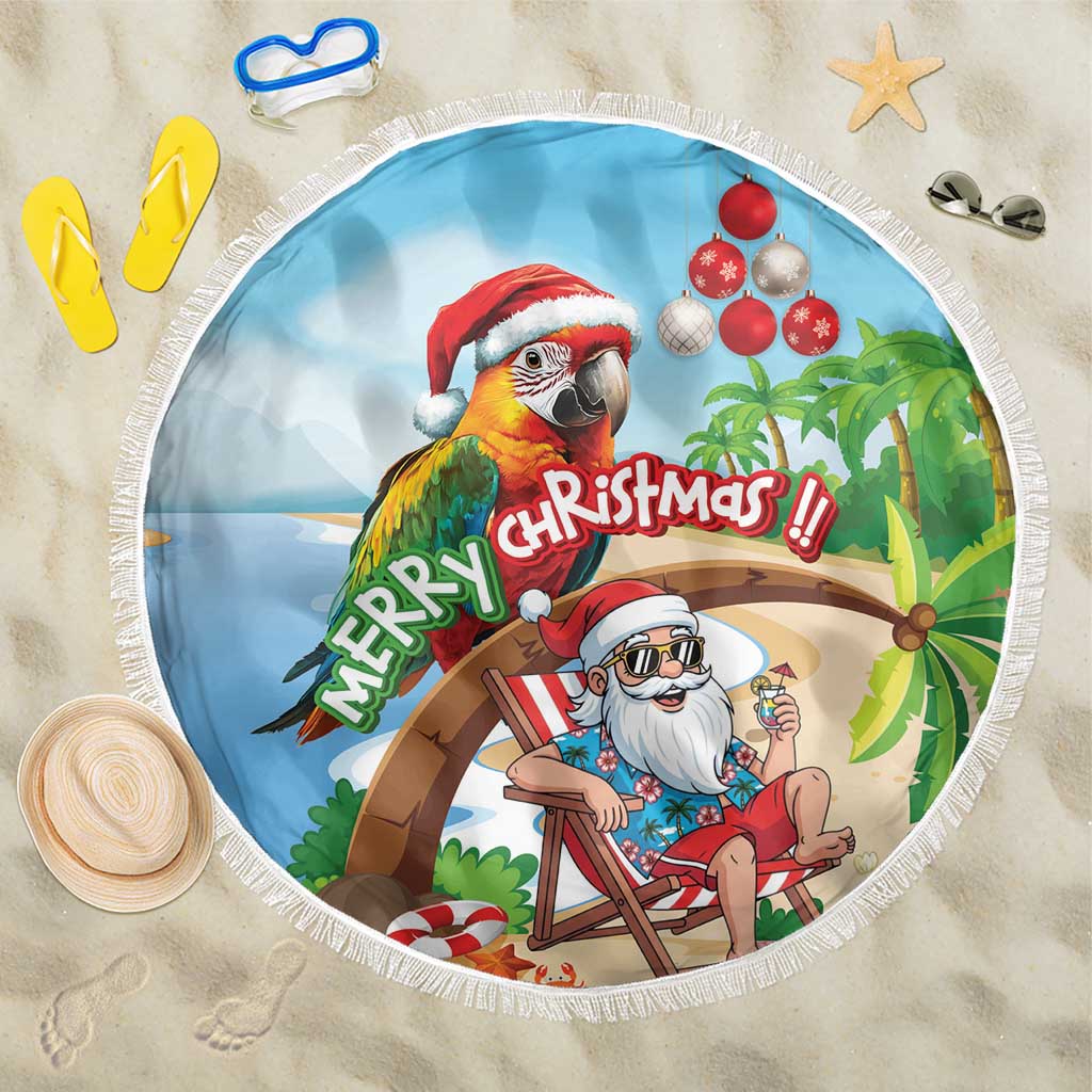 Hawaii Santa Parrot Christmas Beach Blanket Summer Vibe - Wonder Print Shop