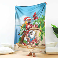 Hawaii Santa Parrot Christmas Blanket Summer Vibe - Wonder Print Shop