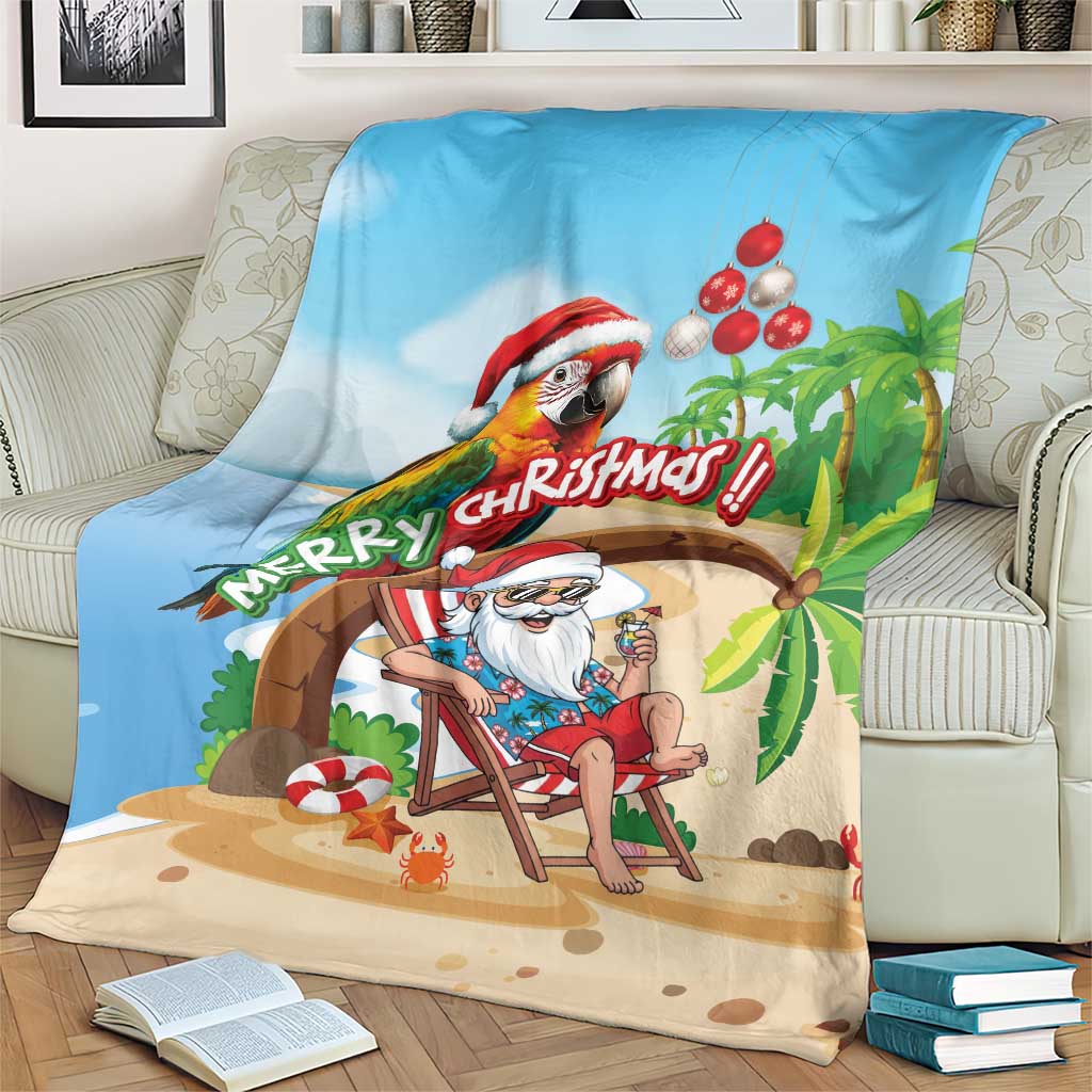 Hawaii Santa Parrot Christmas Blanket Summer Vibe - Wonder Print Shop