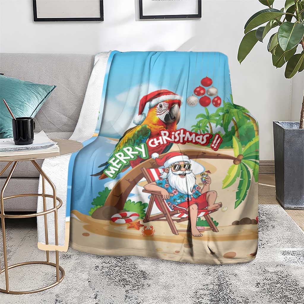 Hawaii Santa Parrot Christmas Blanket Summer Vibe - Wonder Print Shop