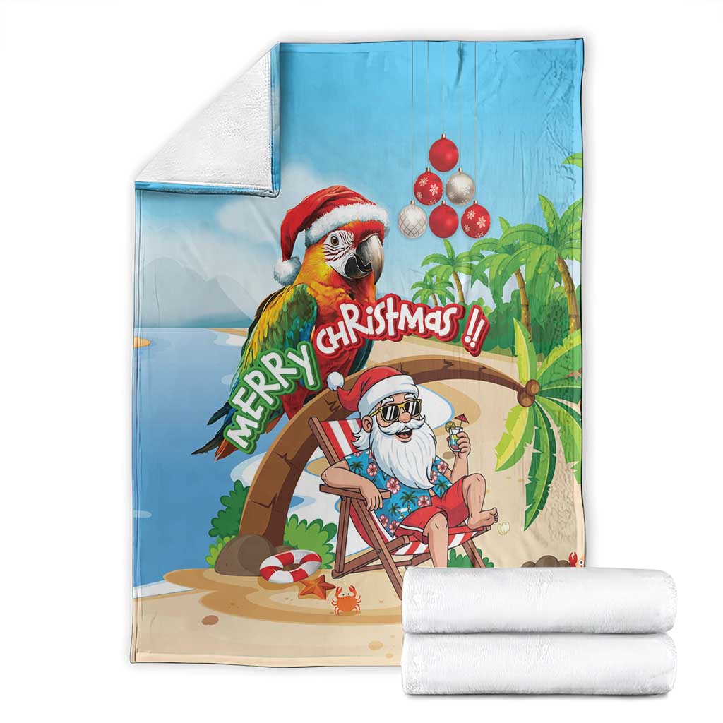 Hawaii Santa Parrot Christmas Blanket Summer Vibe - Wonder Print Shop