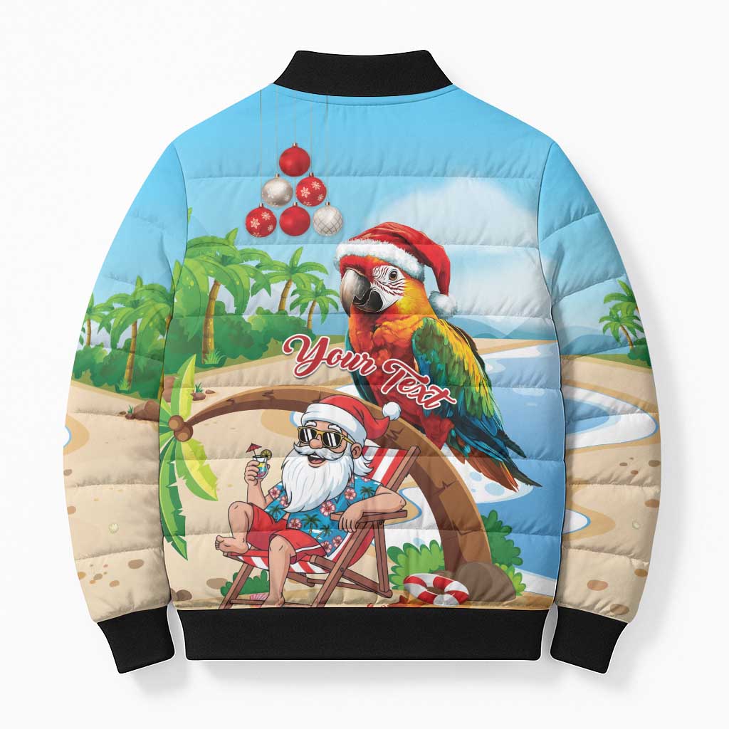 Personalized Hawaii Santa Parrot Christmas Bomber Puffer Jacket Summer Vibe - Wonder Print Shop