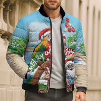 Personalized Hawaii Santa Parrot Christmas Bomber Puffer Jacket Summer Vibe - Wonder Print Shop