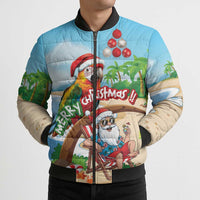 Personalized Hawaii Santa Parrot Christmas Bomber Puffer Jacket Summer Vibe - Wonder Print Shop
