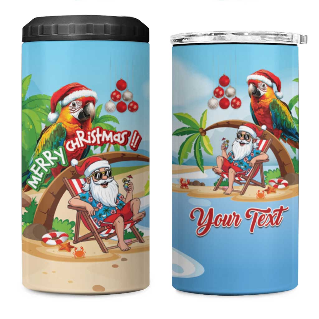 Personalized Hawaii Santa Parrot Christmas 4 in 1 Can Cooler Tumbler Summer Vibe - Wonder Print Shop