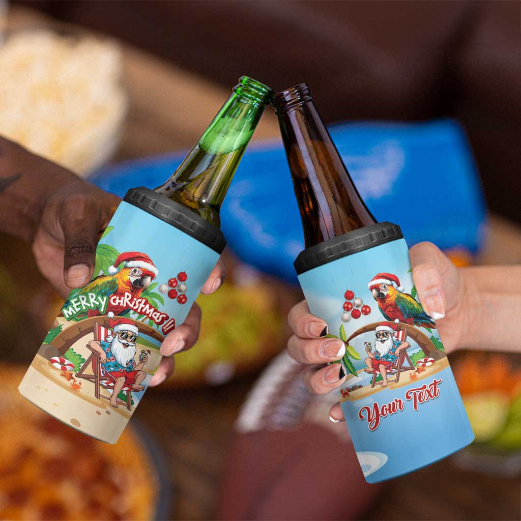 Personalized Hawaii Santa Parrot Christmas 4 in 1 Can Cooler Tumbler Summer Vibe - Wonder Print Shop