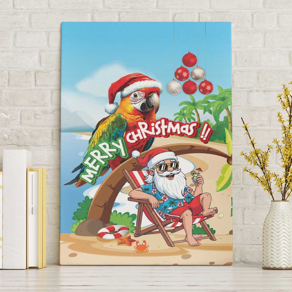 Hawaii Santa Parrot Christmas Canvas Wall Art Summer Vibe - Wonder Print Shop