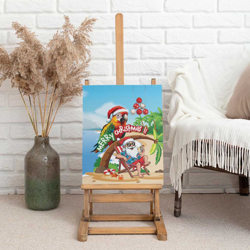 Hawaii Santa Parrot Christmas Canvas Wall Art Summer Vibe - Wonder Print Shop