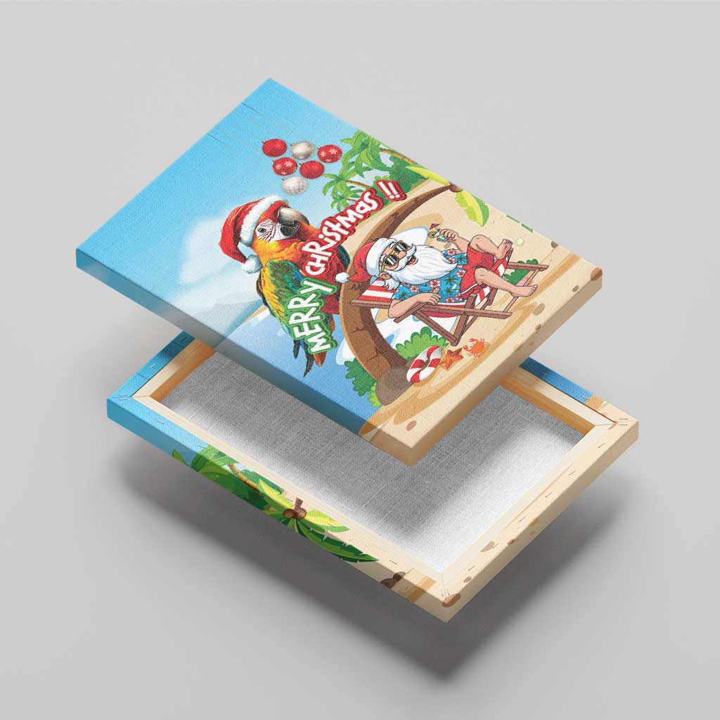 Hawaii Santa Parrot Christmas Canvas Wall Art Summer Vibe - Wonder Print Shop