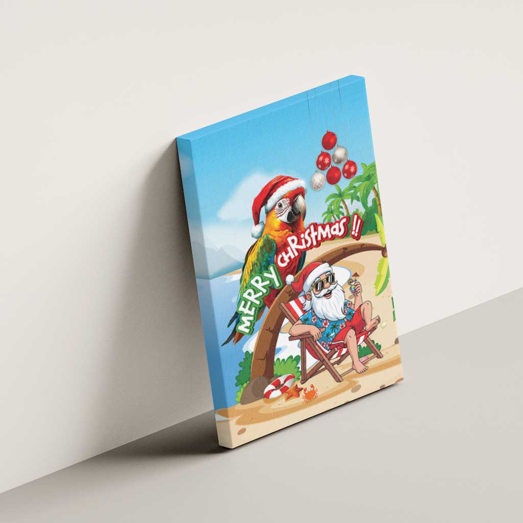 Hawaii Santa Parrot Christmas Canvas Wall Art Summer Vibe - Wonder Print Shop
