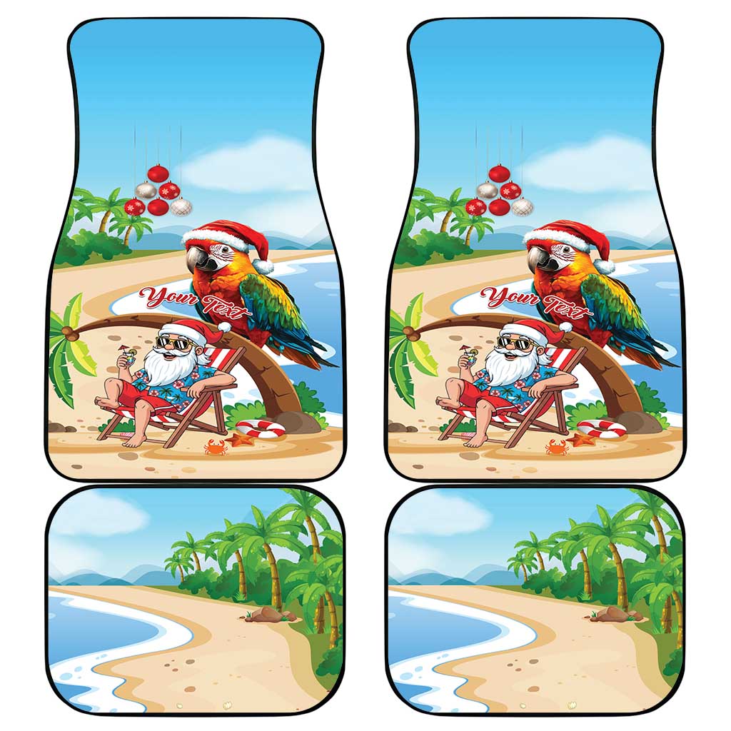 Personalized Hawaii Santa Parrot Christmas Car Mats Summer Vibe - Wonder Print Shop
