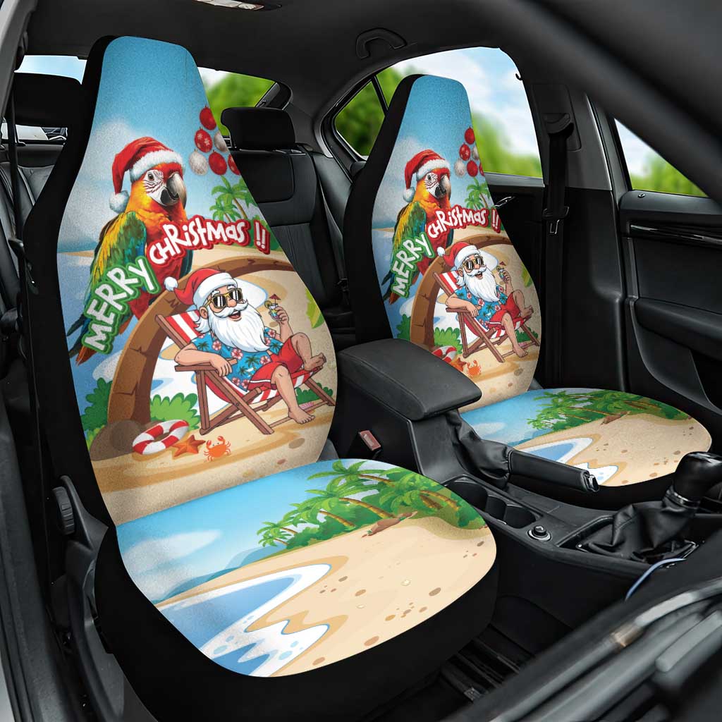 Hawaii Santa Parrot Christmas Car Seat Cover Summer Vibe - Wonder Print Shop
