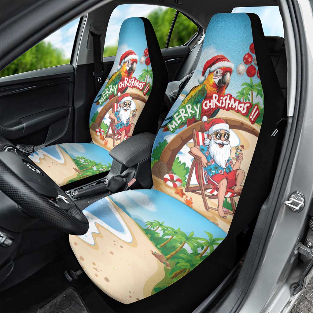 Hawaii Santa Parrot Christmas Car Seat Cover Summer Vibe - Wonder Print Shop