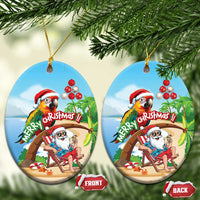 Hawaii Santa Parrot Christmas Ceramic Ornament Summer Vibe - Wonder Print Shop