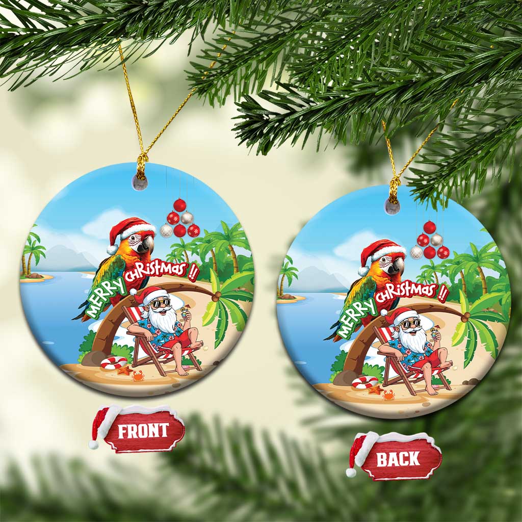 Hawaii Santa Parrot Christmas Ceramic Ornament Summer Vibe - Wonder Print Shop