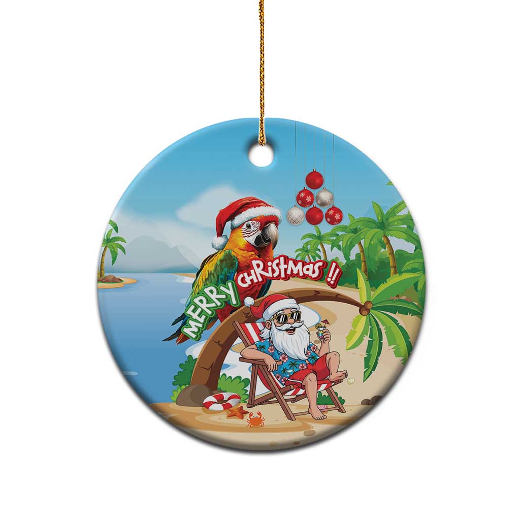 Hawaii Santa Parrot Christmas Ceramic Ornament Summer Vibe - Wonder Print Shop