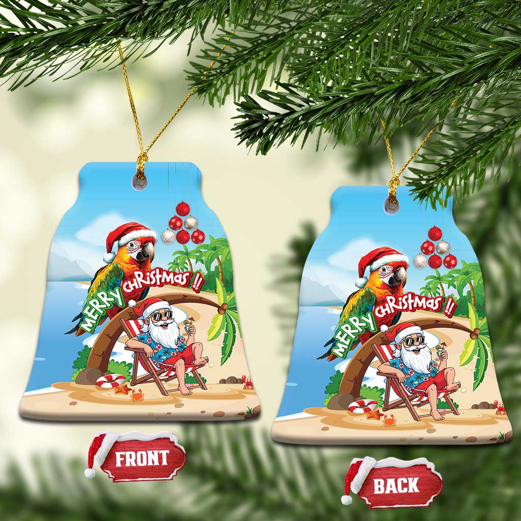 Hawaii Santa Parrot Christmas Ceramic Ornament Summer Vibe - Wonder Print Shop