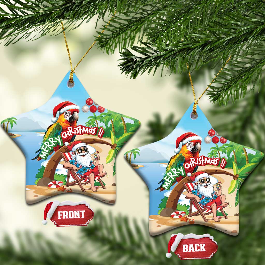 Hawaii Santa Parrot Christmas Ceramic Ornament Summer Vibe - Wonder Print Shop