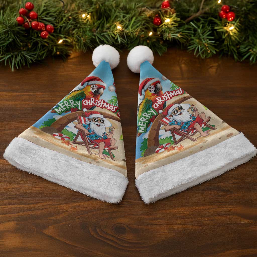 Hawaii Santa Parrot Christmas Santa Hat Summer Vibe - Wonder Print Shop