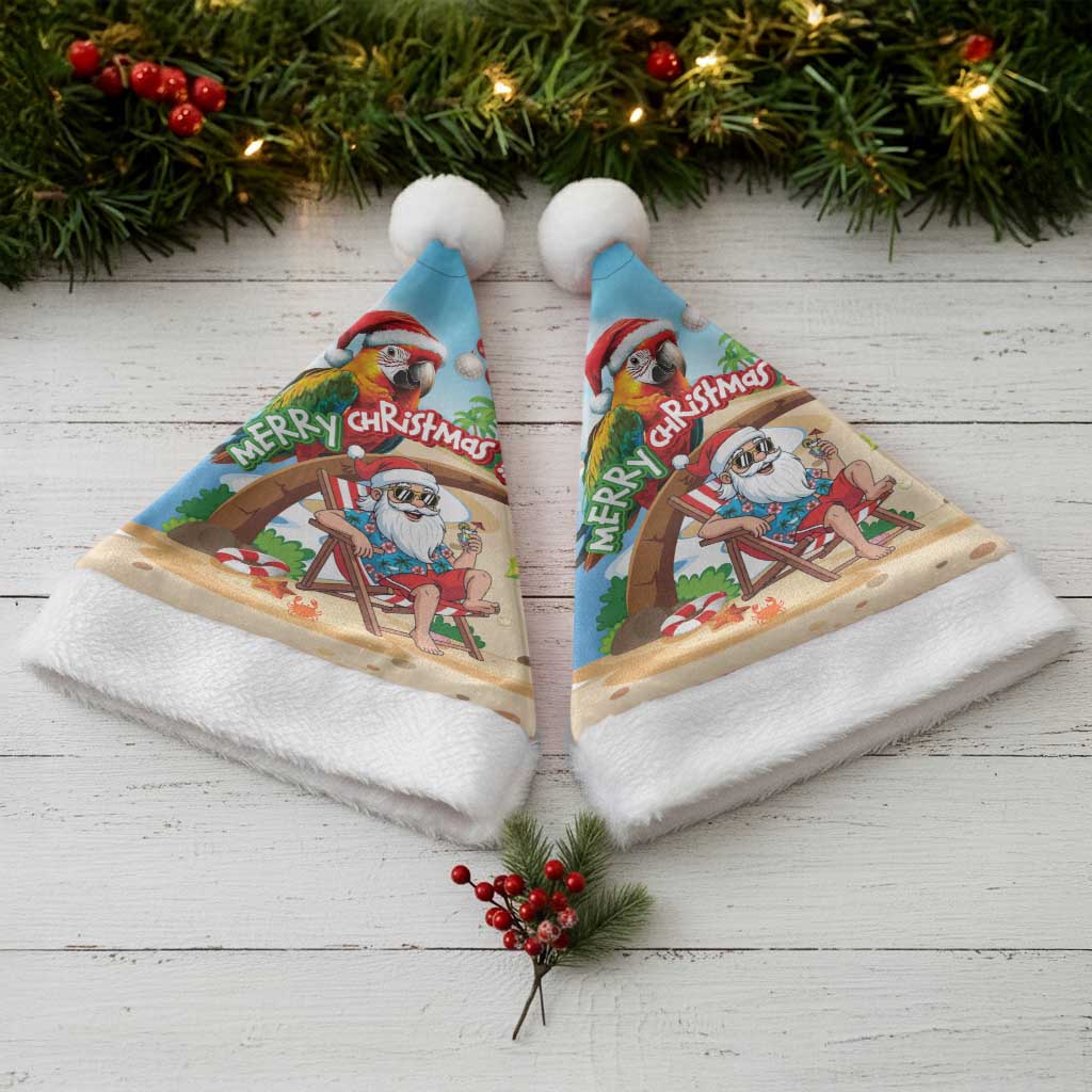 Hawaii Santa Parrot Christmas Santa Hat Summer Vibe - Wonder Print Shop