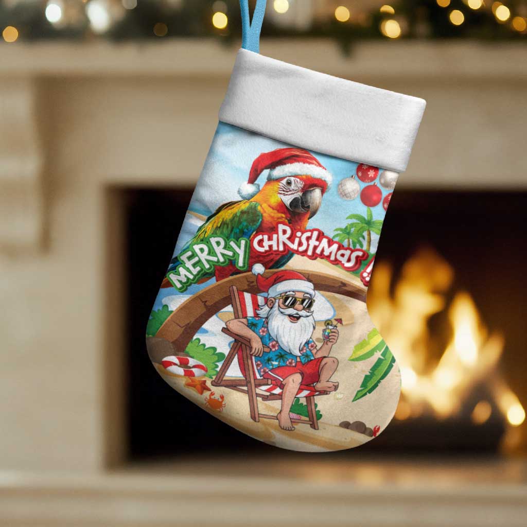 Hawaii Santa Parrot Christmas Stocking Summer Vibe - Wonder Print Shop