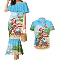 Personalized Hawaii Santa Parrot Christmas Couples Matching Mermaid Dress and Hawaiian Shirt Summer Vibe - Wonder Print Shop