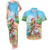 Personalized Hawaii Santa Parrot Christmas Couples Matching Tank Maxi Dress and Hawaiian Shirt Summer Vibe - Wonder Print Shop